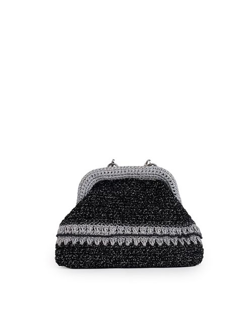 Clutch pouch in crochet lurex Nero/Silver Mc2 Saint Barth | CROCHET POUCH N06358H LUREX 00 SILVER
